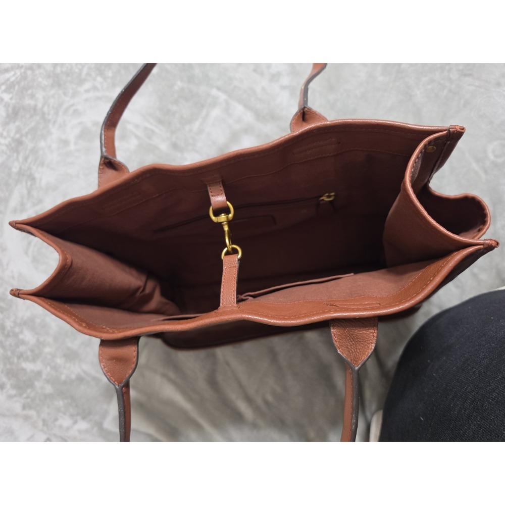 FRYE Vintage Madison Campus Shop Large Weekend Tote Bag Brown Leather Old Money - Picture 11 of 11